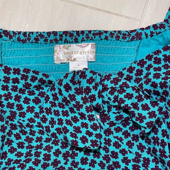 NWT Band of Gypsies Santo Domingo Floral Crop Top, Size M, Teal & Purple - Picture 5 of 5